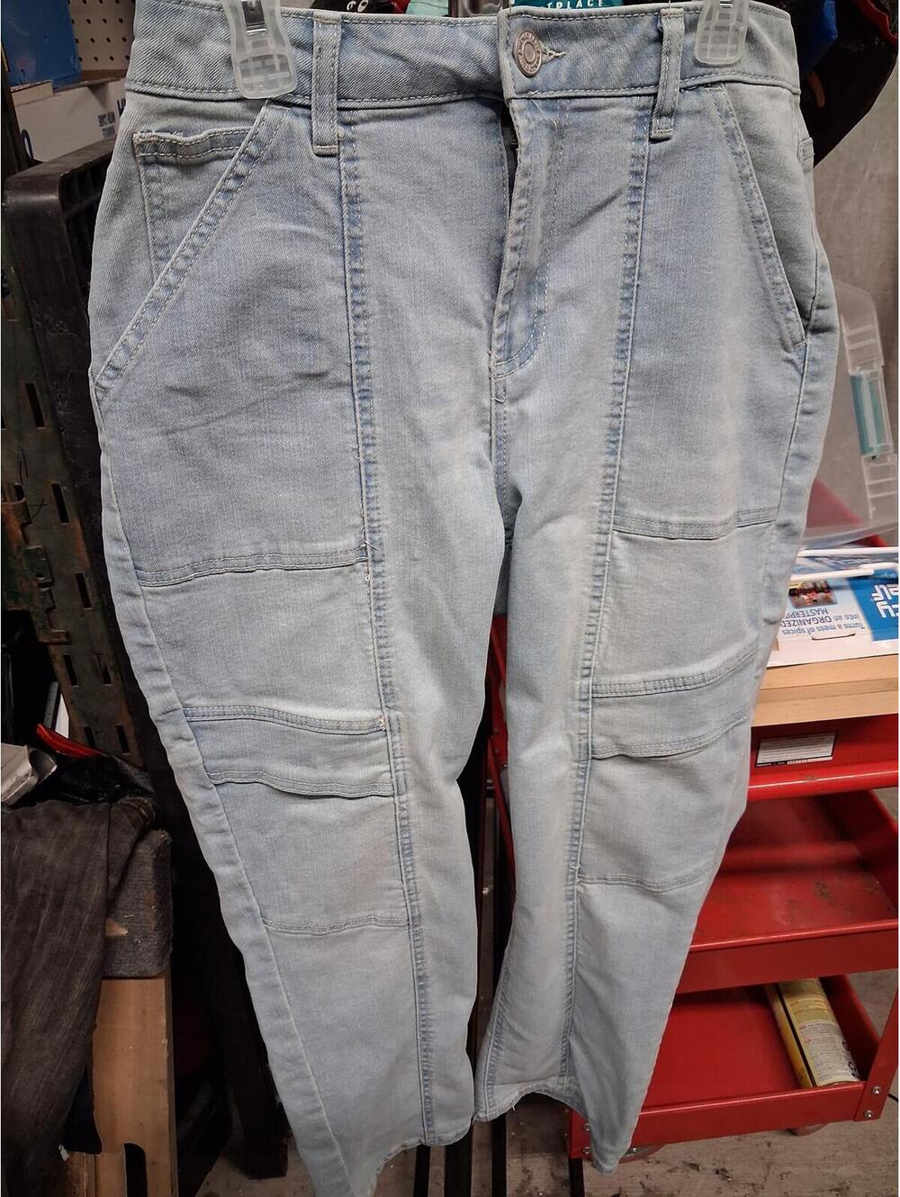 Indigo rein Light Wash Casual Denim Pants with Patchwork Detailing